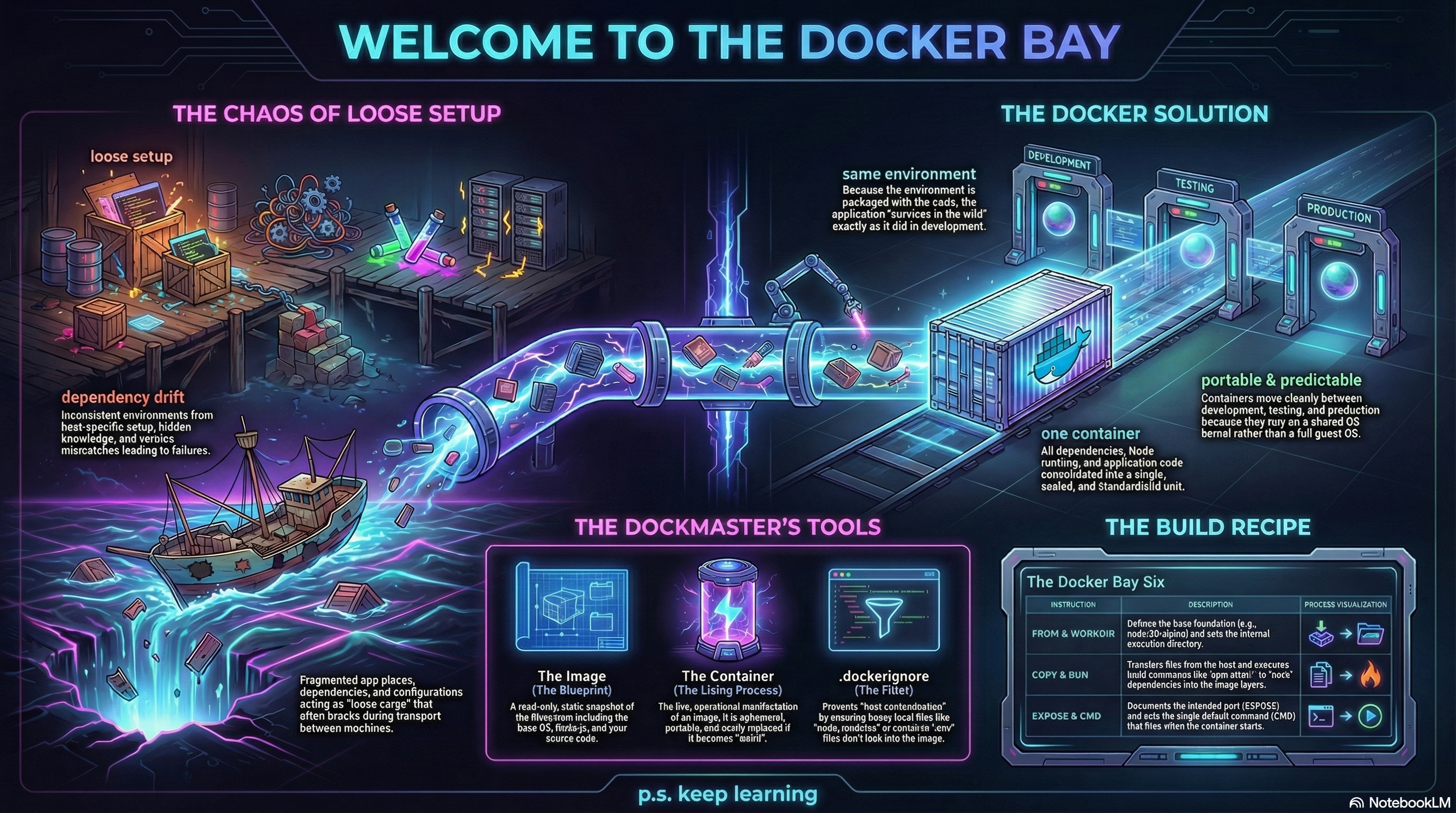 A comparison of the Docker Ecosystem vs the chaos of loose development workflow