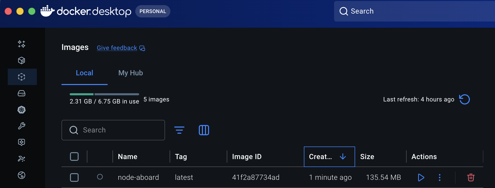 Docker Desktop Built Image